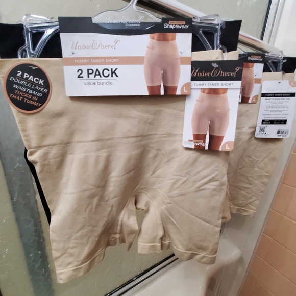 NWT UnderWhere 2PK Tummy Tamer ShapShorts; Double Layer Waistband; L Size; $30. - Picture 9 of 10